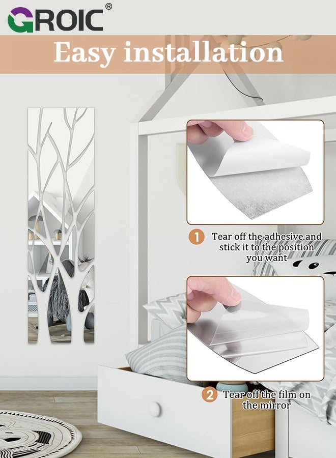 GROIC Mirror Stickers, 135×37CM, Acrylic 3D Tree Decorative Mirrors Stickers, Removable Wall Art Decals for Home Living Room Entryway Bathroom Dormitory Decorations, Self Adhesive Mirror Wall Stickers - Image 2